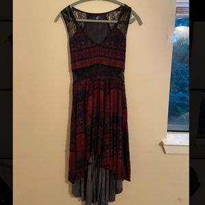 Ecote high low lace burgundy dress